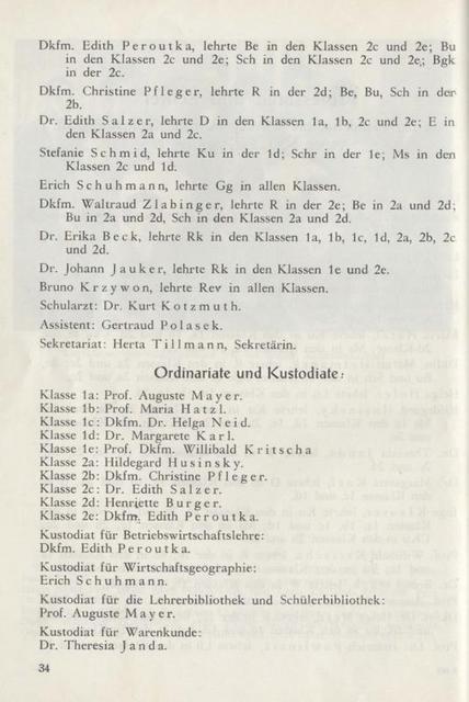 Handelsschule VII - Lehrkörper 1962 1963 - 3
