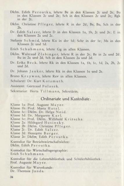 Handelsschule VII - Lehrkörper 1962 1963 - 3